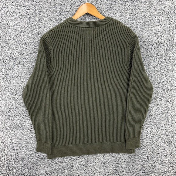 L.L.Bean Sweater Mens 2XL Olive Green Rib Knit Cotton Crewneck Pullover Heavy - Picture 7 of 13
